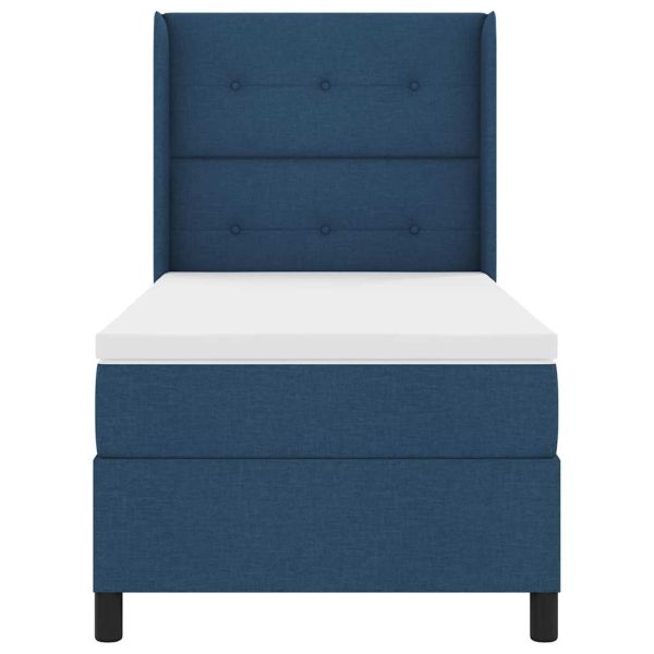 LED кутия за пружини с легло с матрак Синьо 80 x 200 cm текстил