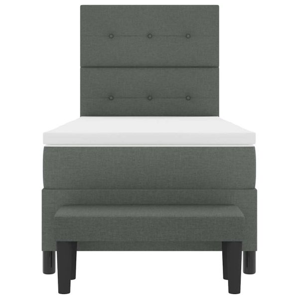 Легло с пружинирана основа Тъмен сив 90 x 190 cm текстил