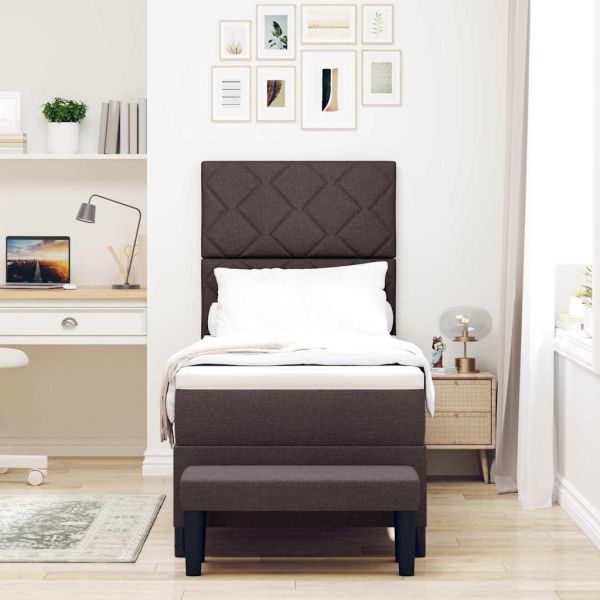 Легло с пружинирана основа Тъмен кафяв 80 x 200 cm текстил