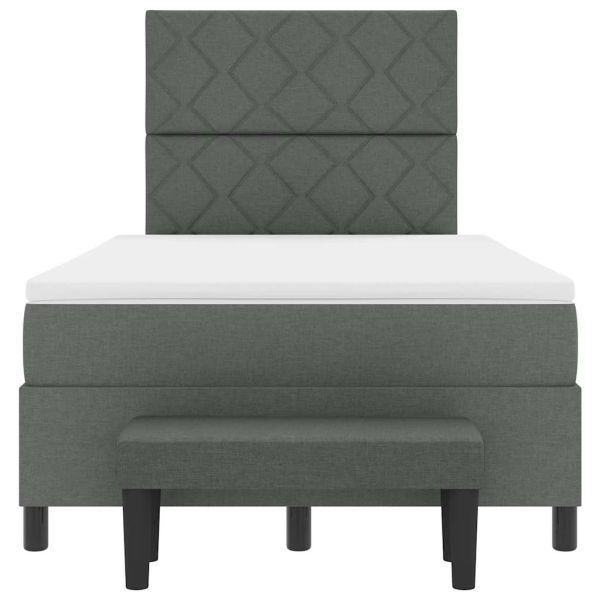 Легло с пружинирана основа Тъмен сив 120 x 200 cm текстил