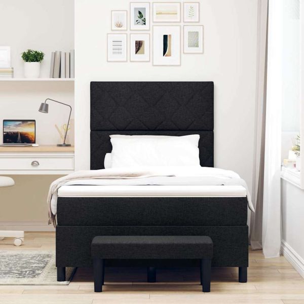Легло с пружинирана основа с матрак Черно 120 x 200 cm текстил