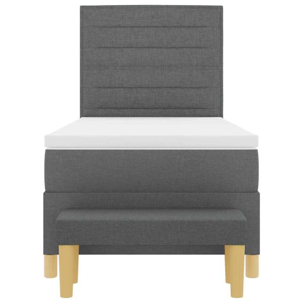 Легло с пружинирана основа Тъмносив 90 x 190 cm текстил