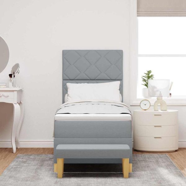 Легло с пружинирана основа Светлосиво 80 x 200 cm текстил