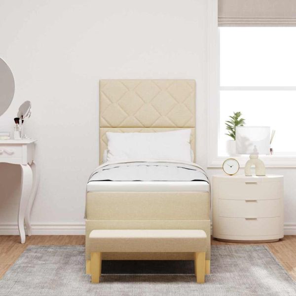 Легло с пружинирана основа с матрак Крем 80 x 200 cm текстил