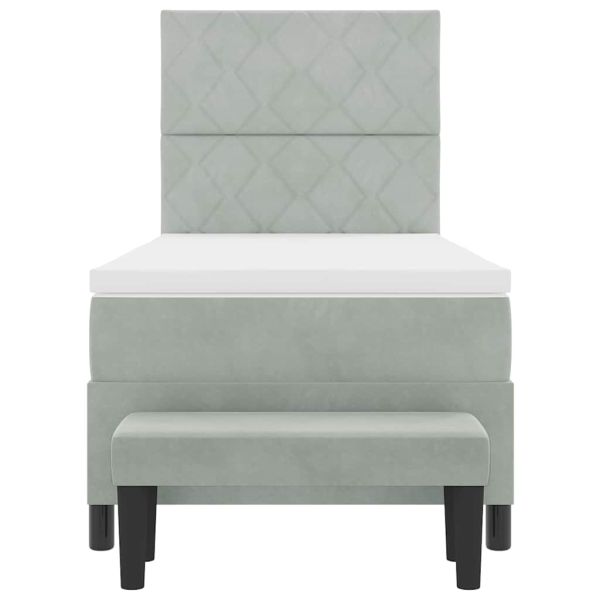 Легло с пружинирана основа Светлосиво 90 x 200 cm Кадифе