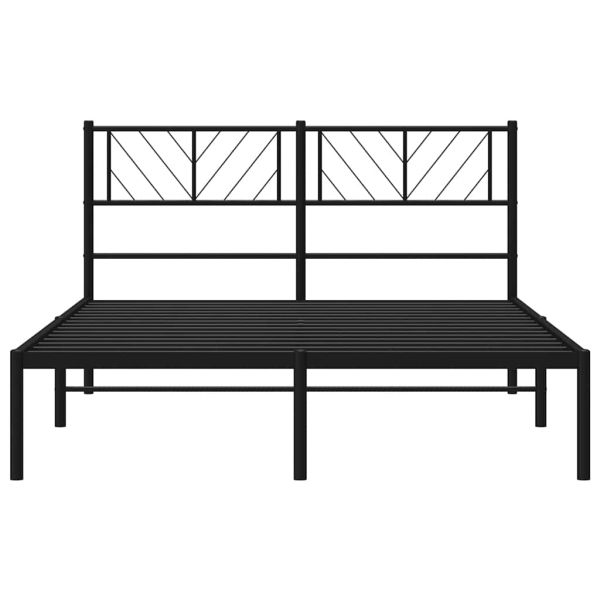 Метална рамка за легло с горна табла, черна, 150x200 см