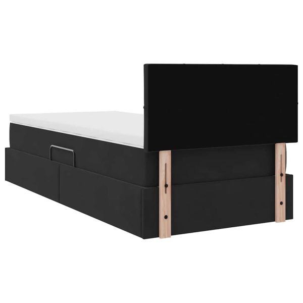 Легло с място за съхранение и LED Черно 90 x 190 cm Кадифе