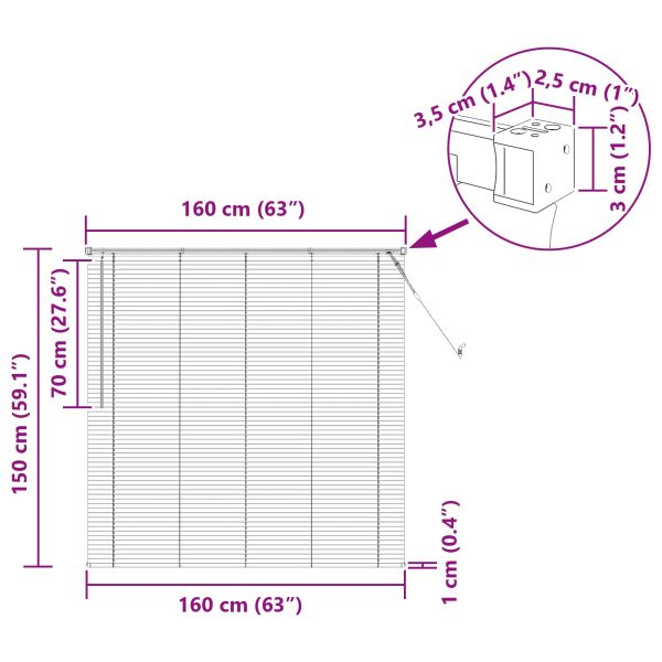 Венецианска щора Регулирума Бял 150 x 160 cm ПВЦ