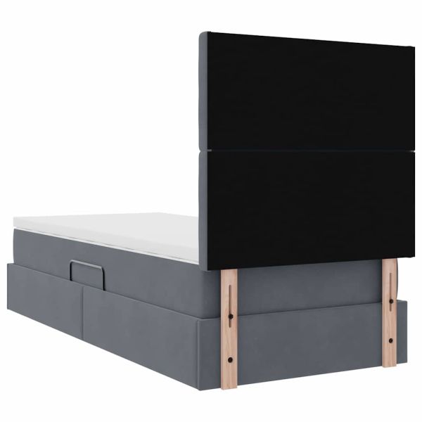 Легло с място за съхранение и LED Тъмен сив 90 x 190 cm Кадифе