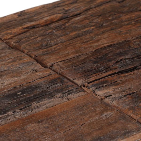 Конзолна маса, сребриста, инокс и дърво от траверси масив