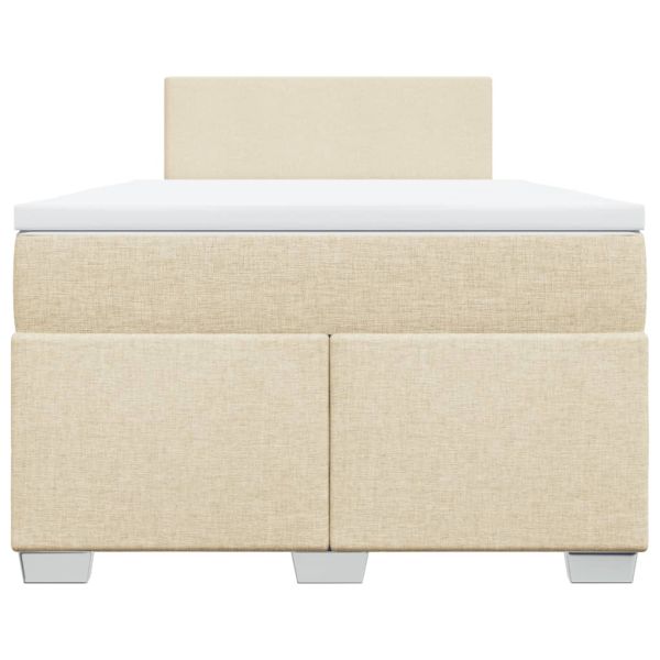 Боксспринг легло с матрак, кремаво, 120x190 см, плат