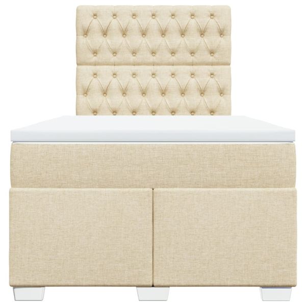 Боксспринг легло с матрак, кремаво, 120x190 см, плат