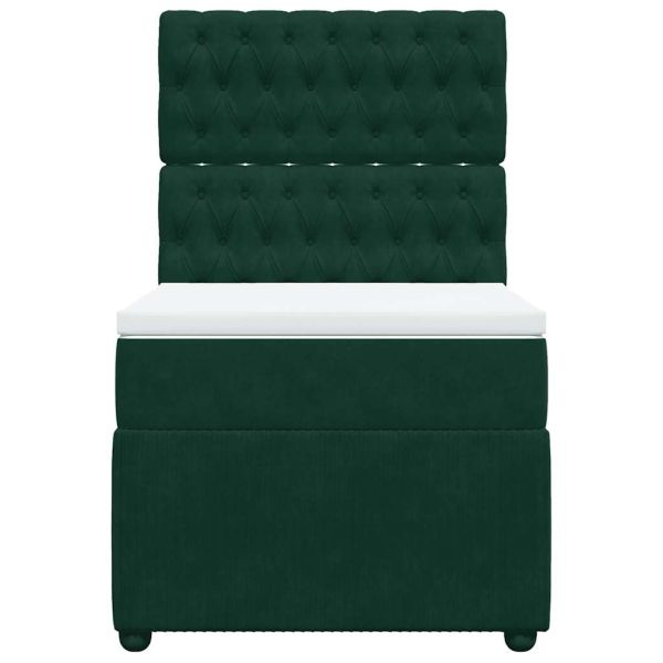 Боксспринг легло с матрак, тъмнозелено, 80x200 см, кадифе