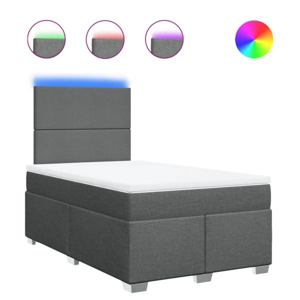 Боксспринг легло с матрак, тъмносиво, 120x190 см, плат