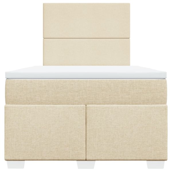 Боксспринг легло с матрак, кремаво, 120x190 см, плат