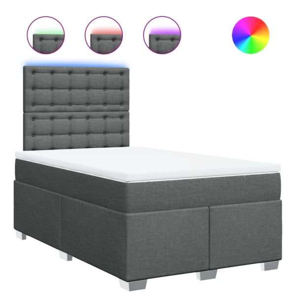 Боксспринг легло с матрак, тъмносиво, 120x190 см, плат