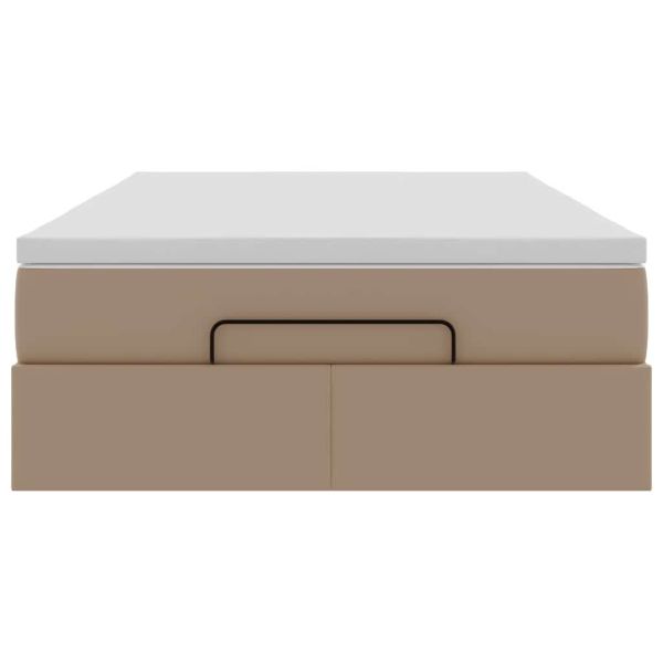 Османска легло с матрак, капучино, 120x190 см, изкуствена кожа