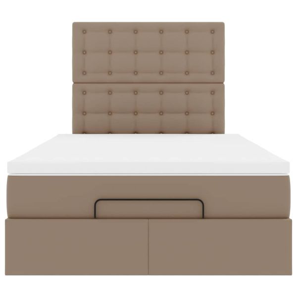Османска легло с матрак, капучино, 120x190 см, изкуствена кожа