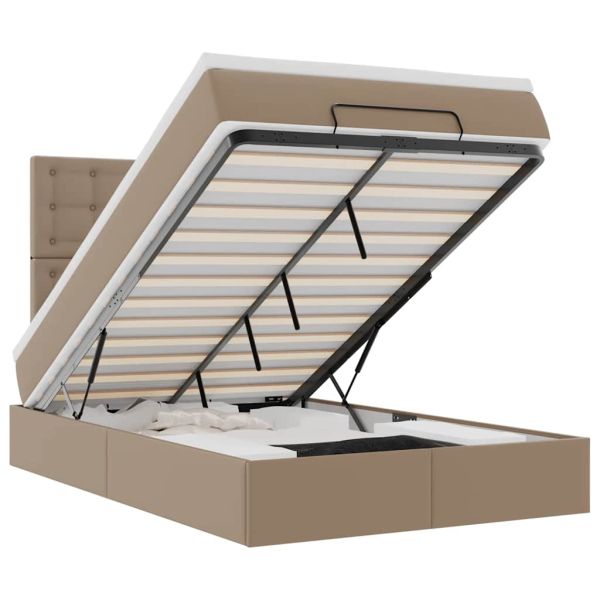 Османска легло с матрак&LED капучино 120x190 см изкуствена кожа