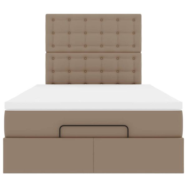 Османска легло с матрак&LED капучино 120x190 см изкуствена кожа