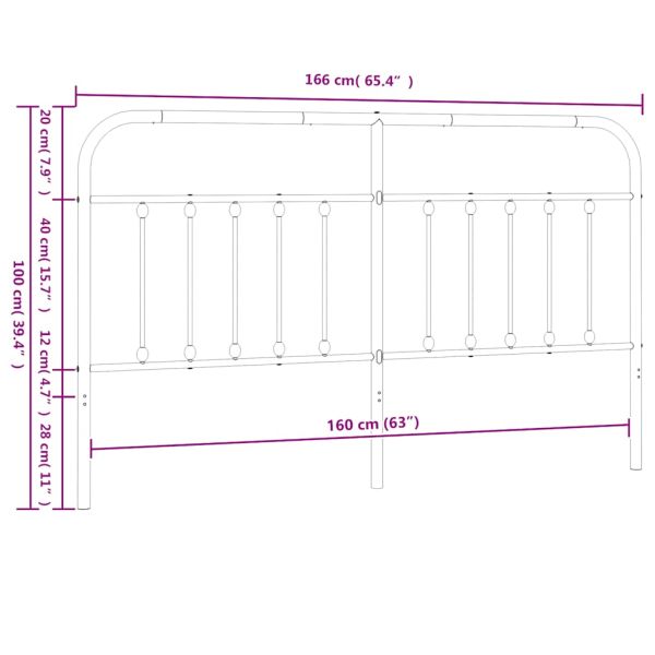 Метална резервна табла за легло, черна, 160 см