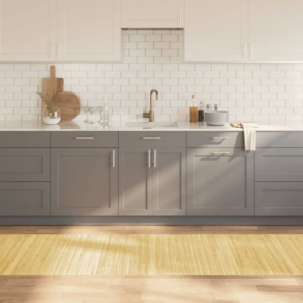 Килим, правоъгълен, светъл натурален, 80x400 см, бамбук