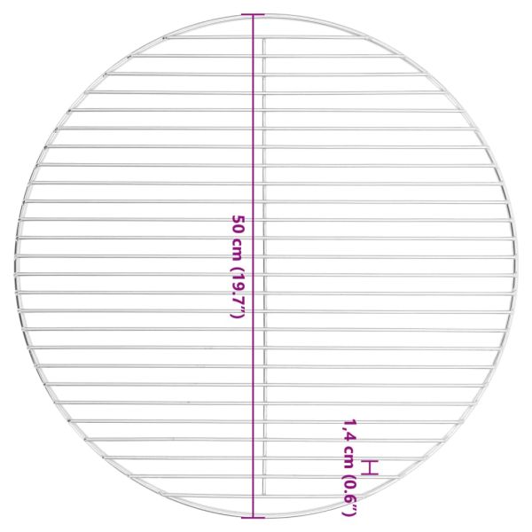 Решетка за барбекю, кръгла, Ø50 см, неръждаема стомана 304