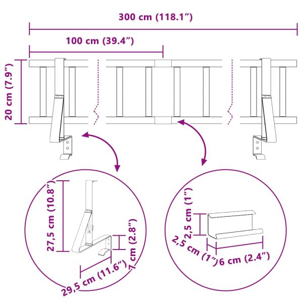 Снегозадържател за покрив Черно 300 x 29,5 x 34,5 см Стомана