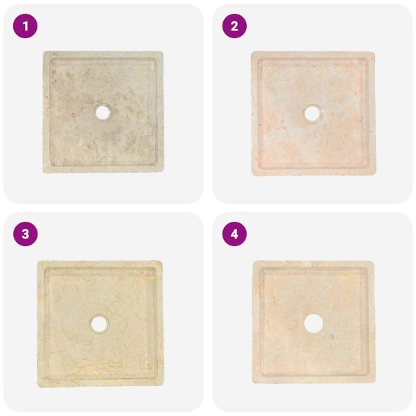 Кремава мивка, 40x40x10 см, мрамор