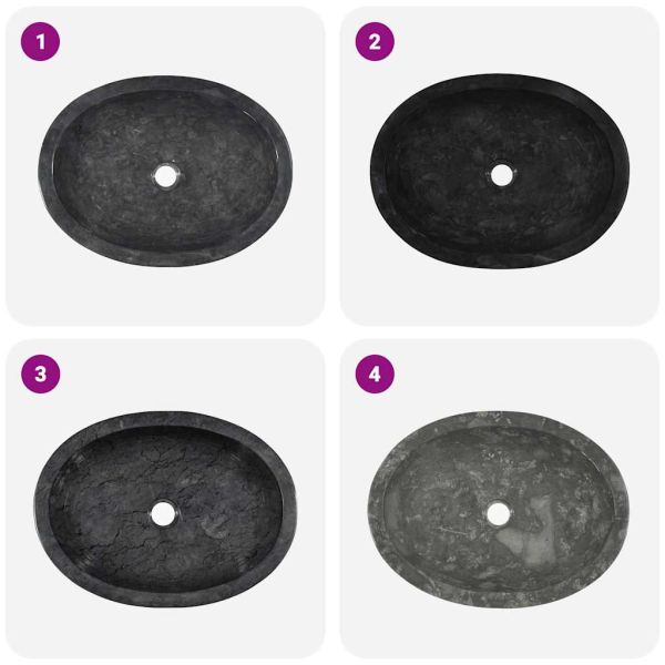 Черна мивка, 53x40x15 см, мрамор