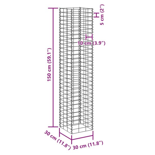 Габиони повдигнати лехи, 3 бр, 30x30x150 см, желязо
