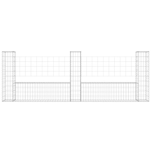 U-образна габионна кошница с 3 стълба, желязо, 260x20x100 см