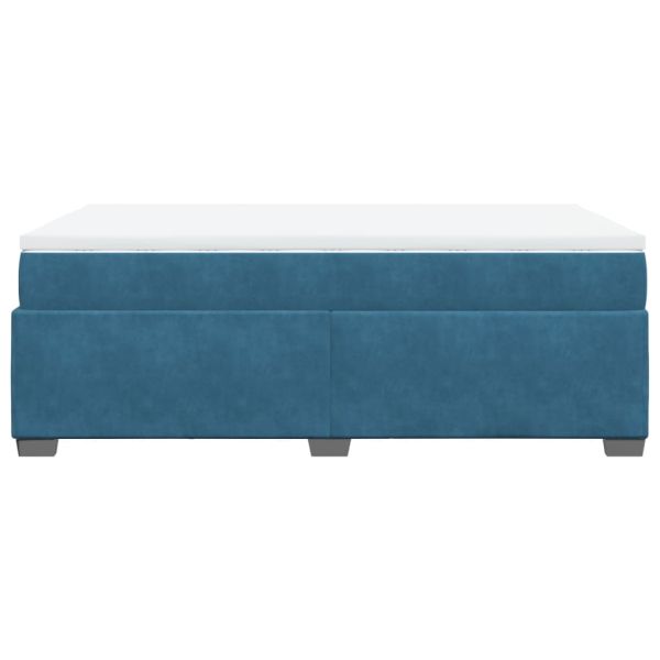 Боксспринг легло с матрак, тъмносиньо, 120x200 см, кадифе