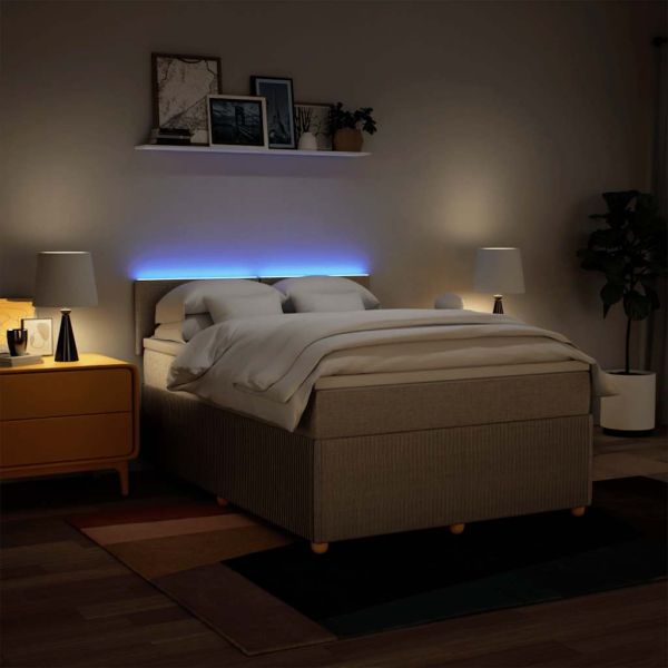 Боксспринг легло с матрак, кремава, 140x200 см, плат