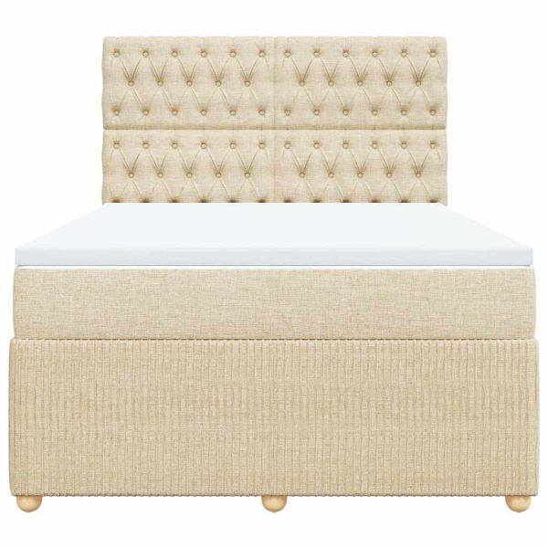 Боксспринг легло с матрак, кремава, 140x200 см, плат