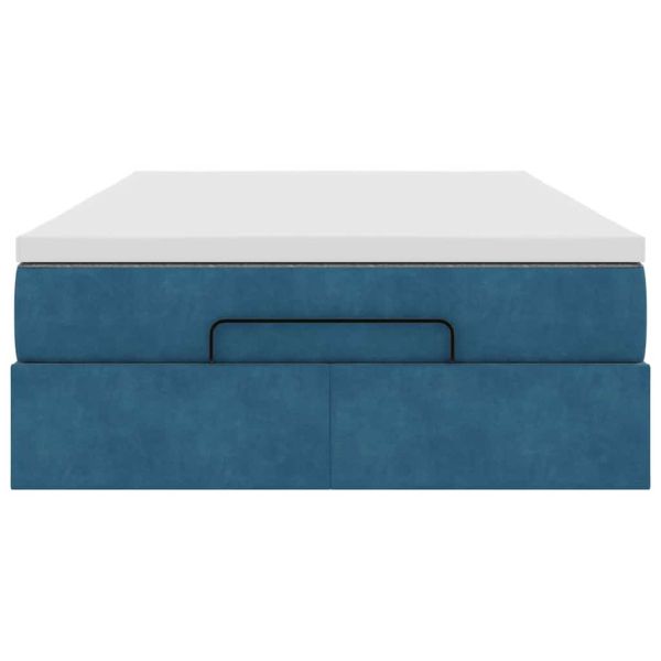 Османска легло с матрак, тъмносиньо, 120x190 см, кадифе