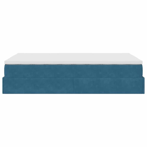 Османска легло с матрак, тъмносиньо, 120x190 см, кадифе