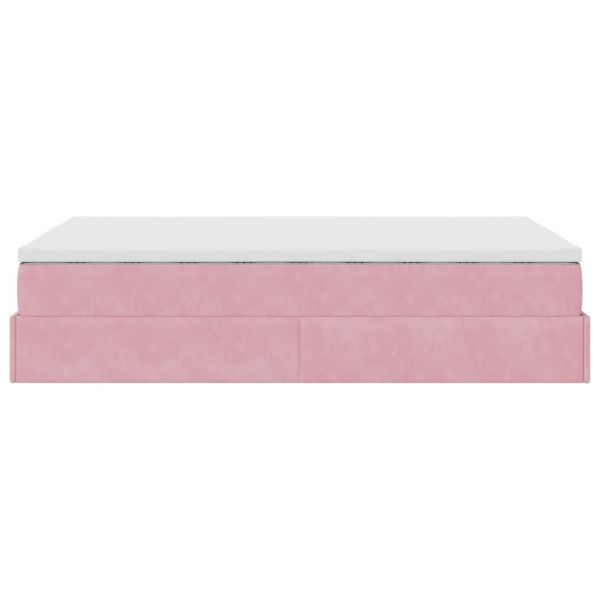 Османска легло с матрак, розово, 120x200 см, кадифе
