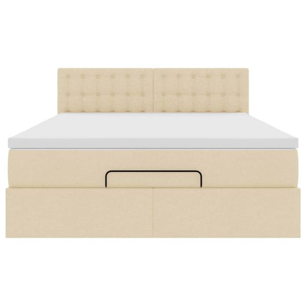 Османска легло с матрак, кремаво, 140x200 см, плат