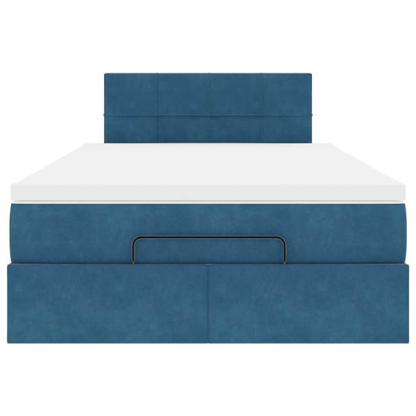 Османска легло с матрак и LED, тъмносиньо, 120x190 см, кадифе