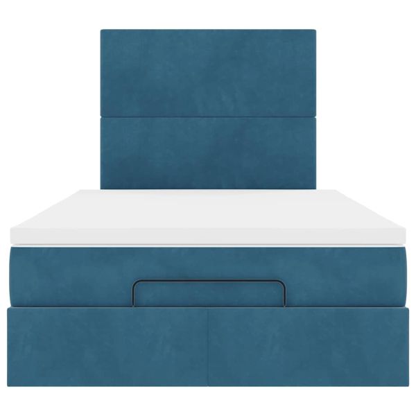 Османска легло с матраци, тъмносиньо, 120x190 см, кадифе