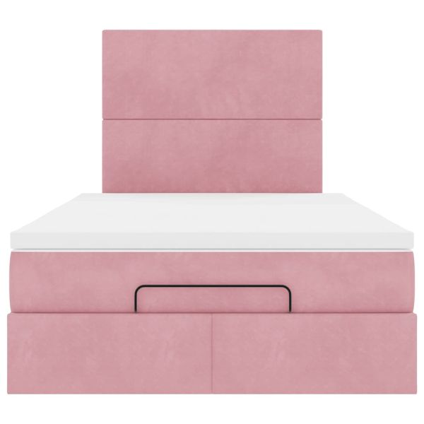 Османска легло с матраци, розово, 120x200 см, кадифе