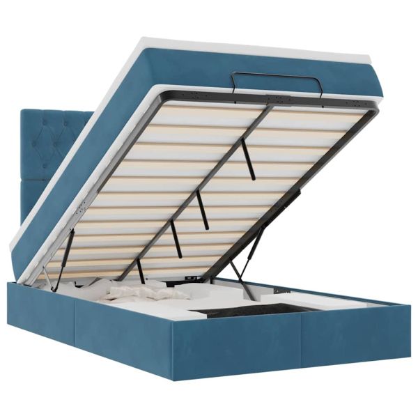 Османска легло с матраци, тъмносиньо, 120x190 см, кадифе