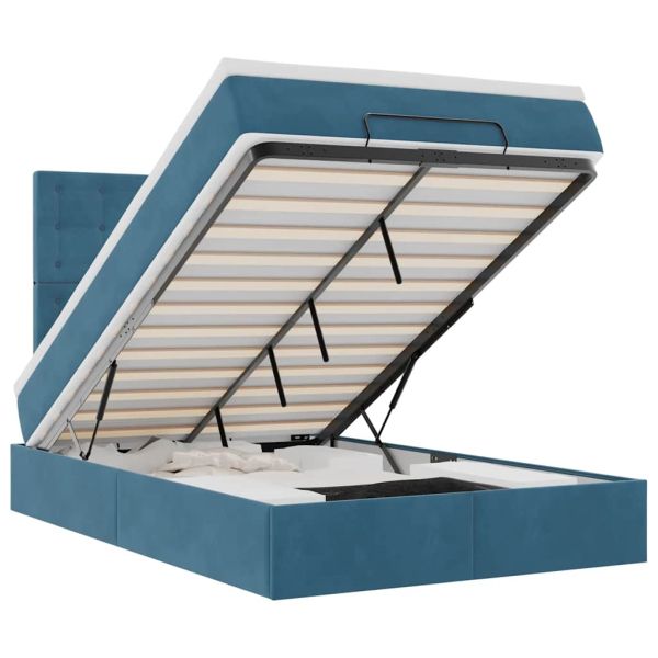 Османска легло с матраци, тъмносиньо, 120x190 см, кадифе