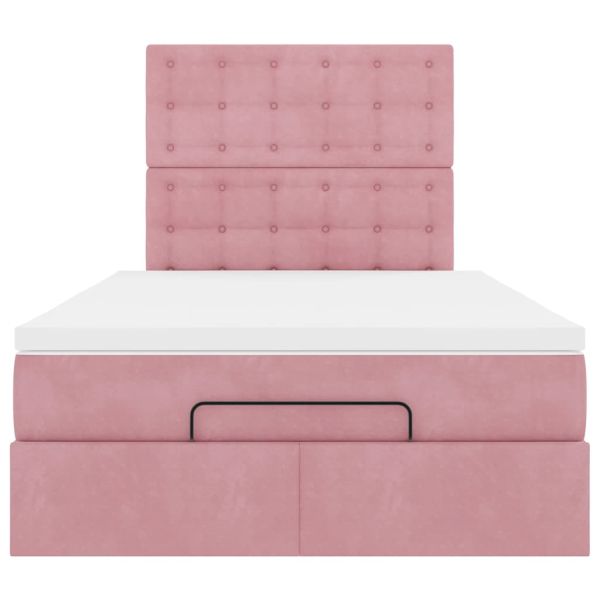 Османска легло с матраци, розово, 120x200 см, кадифе