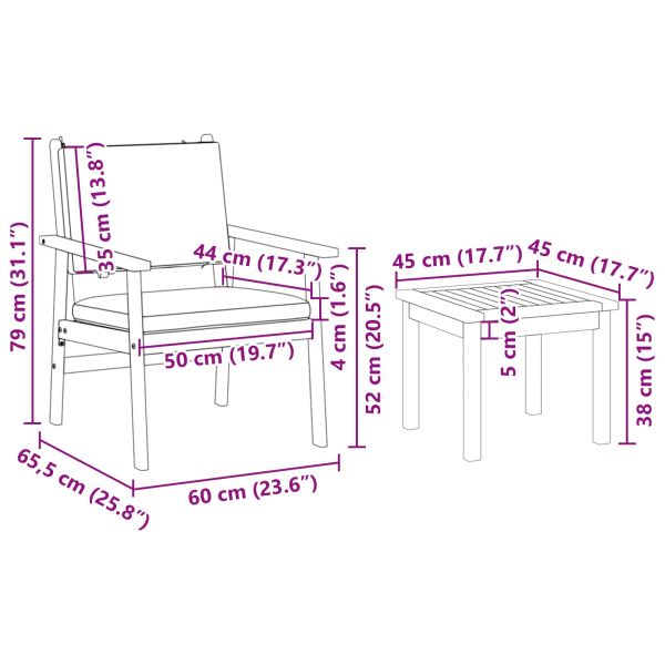 Градински Софа Комплект 6 pcs Кафяво Солидно акациево дърво