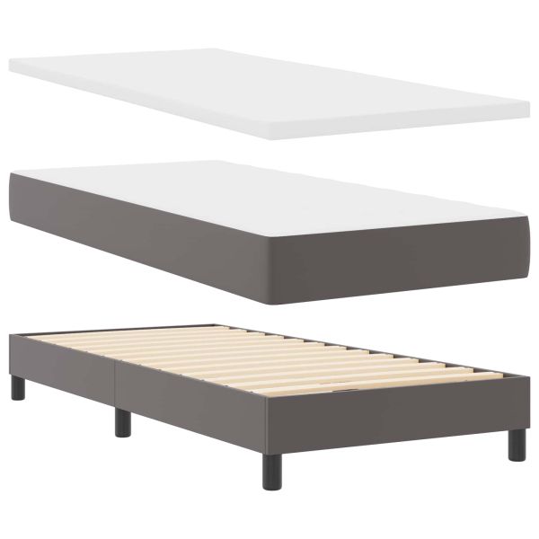 Легло с пружинирана основа с матрак Сив 90 x 200 cm Изкуствена