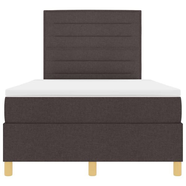 Легло с пружинирана основа Тъмен кафяв 120 x 200 cm текстил