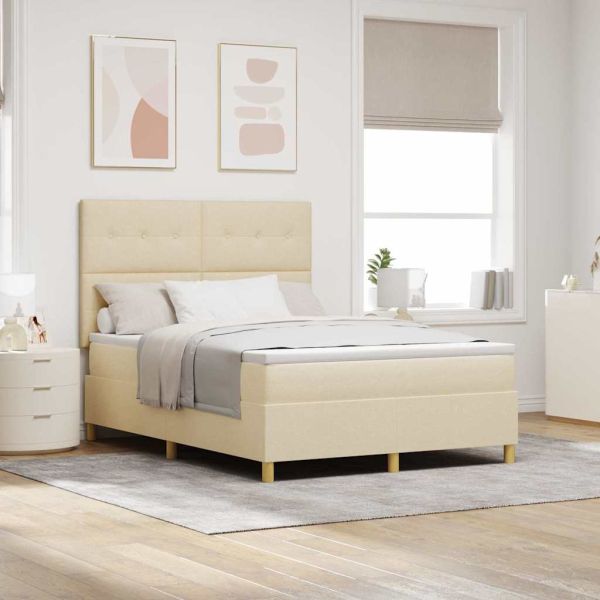 Легло с пружинирана основа с матрак Крем 140 x 200 cm текстил