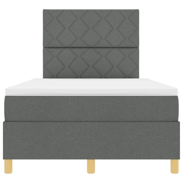 Легло с пружинирана основа Тъмен сив 120 x 190 cm текстил